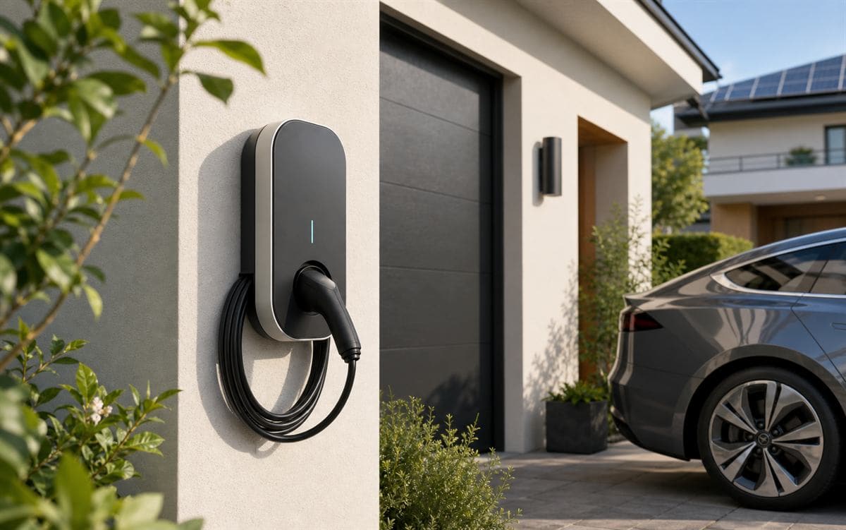 Colonnina di ricarica domestica wallbox per auto elettrica in abitazione italiana